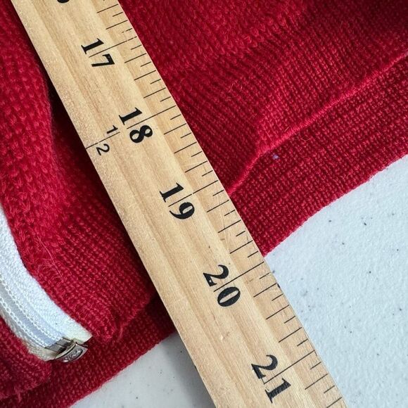 Women’s Red Zip Up Knit Sweater Size Small Zipper Pockets High Neck - Picture 10 of 11